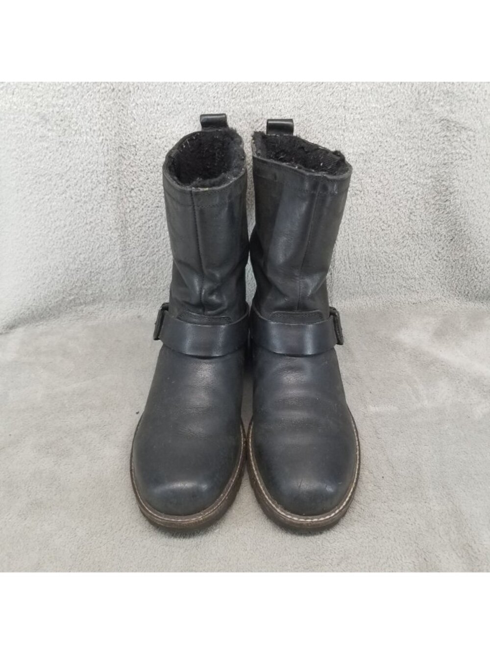 Ecco Shoes Womens Size EU 38 US 7.5 Elaine Black Pull On Biker Boots *Read* - Picture 6 of 16